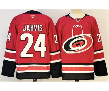 Men's Carolina Hurricanes #24 Seth Jarvis Red 2024-25 Stitched Hockey Jersey
