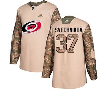Men's Carolina Hurricanes #37 Andrei Svechnikov Camo 2017 Veterans Day Stitched Hockey Jersey
