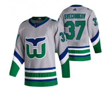 Men's Carolina Hurricanes #37 Andrei Svechnikov Grey 2020-21 Reverse Retro Alternate Hockey Jersey
