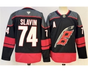 Men's Carolina Hurricanes #74 Jaccob Slavin Black 2024-25 With A Patch Stitched Hockey Jersey Men's Carolina Hurricanes #74 Jaccob Slavin Black 2024-25 With A Patch Stitched Hockey Jersey