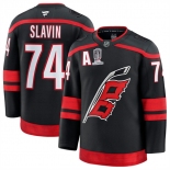 Men's Carolina Hurricanes #74 Jaccob Slavin Black 2026 Stanley Cup Champions And A Patch Home Stitched Hockey Jersey
