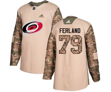Men's Carolina Hurricanes #79 Michael Ferland Camo 2017 Veterans Day Stitched Hockey Jersey
