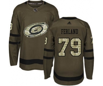Men's Carolina Hurricanes #79 Michael Ferland Green Salute to Service Stitched Hockey Jersey