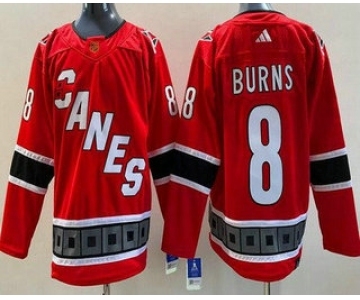 Men's Carolina Hurricanes #8 Brent Burns Red 2022 Reverse Retro Authentic Jersey
