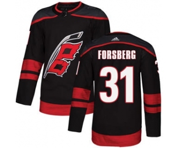 Men's Hurricanes #31 Anton Forsberg Black Alternate Authentic Stitched Hockey Jersey