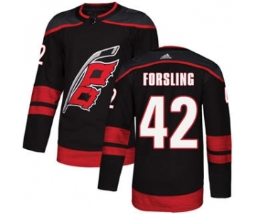 Men's Hurricanes #42 Gustav Forsling Black Alternate Authentic Stitched Hockey Jersey