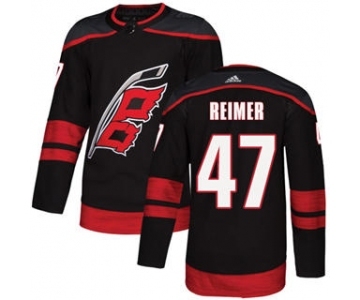 Men's Hurricanes #47 James Reimer Black Alternate Authentic Stitched Hockey Jersey