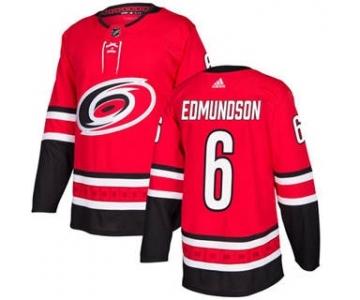 Men's Hurricanes #6 Joel Edmundson Red Home Authentic Stitched Hockey Jersey