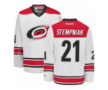 Men's Reebok Carolina Hurricanes #21 Lee Stempniak Authentic White Away NHL Jersey