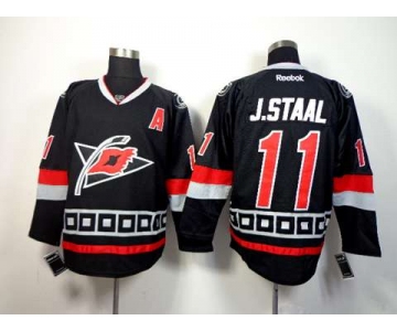 nhl jerseys carolina hurricanes #11 j.staal black[patch A]