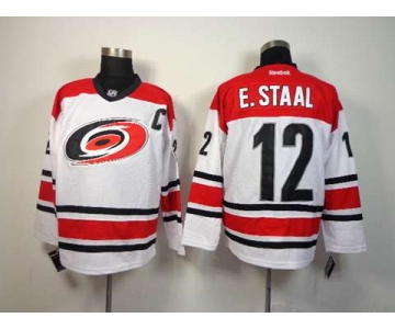 nhl jerseys carolina hurricanes #12 e.staal white[patch C]