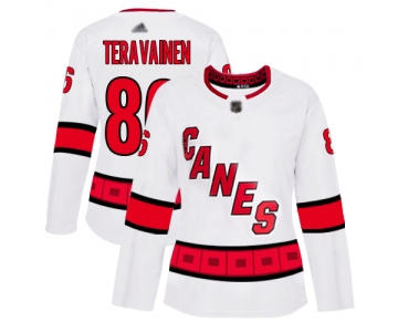 Carolina Hurricanes #86 Teuvo Teravainen White Road Authentic Women's Stitched Hockey Jersey