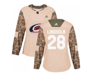 Women Adidas Carolina Hurricanes #28 Elias Lindholm Camo Authentic 2017 Veterans Day Stitched NHL Jersey