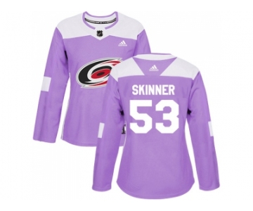 Women Adidas Carolina Hurricanes #53 Jeff Skinner Purple Authentic Fights Cancer Stitched NHL Jersey