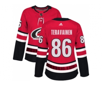 Women Adidas Carolina Hurricanes #86 Teuvo Teravainen Red Home Authentic Stitched NHL Jersey
