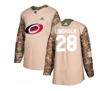 Youth Adidas Carolina Hurricanes #28 Elias Lindholm Camo Authentic 2017 Veterans Day Stitched NHL Jersey