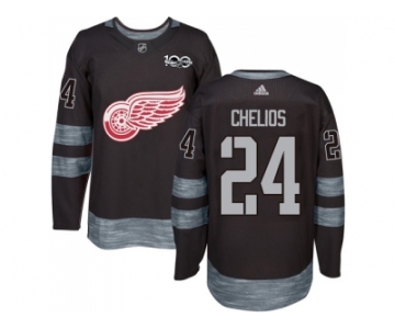 Detroit Red Wings #24 Chris Chelios Black 1917-2017 100th Anniversary Stitched NHL Jersey