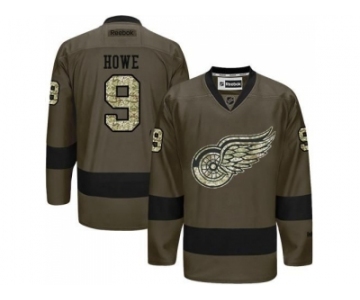 Detroit Red Wings #9 Gordie Howe Green Salute to Service Stitched NHL Jersey