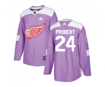 Men Adidas Detroit Red Wings #24 Bob Probert Purple Authentic Fights Cancer Stitched NHL Jersey