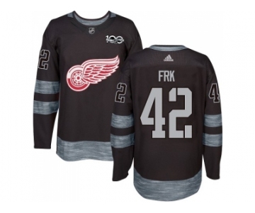 Men Adidas Detroit Red Wings #42 Martin Frk Black 1917-2017 100th Anniversary Stitched NHL Jersey