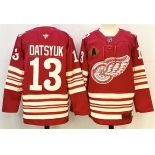 Men's Detroit Red Wings #13 Pavel Datsyuk Red 2025-26 With A Patch Centennial Premium Stitched Hockey Jerse Men's Detroit Red Wings #13 Pavel Datsyuk Red 2025-26 With A Patch Centennial Premium Stitched Hockey Jerse