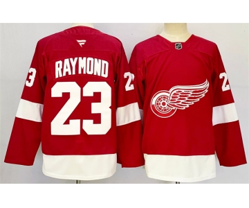 Men's Detroit Red Wings #23 Lucas Raymond Red 2024-25 Home Stitched Jersey