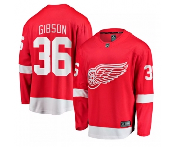 Men's Detroit Red Wings #36 John Gibson Red Home Stitched Hockey Jersey