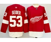 Men's Detroit Red Wings #53 Moritz Seider Red 2024-25 Home Stitched Jersey