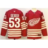 Men's Detroit Red Wings #53 Moritz Seider Red 2025-26 Centennial Premium Stitched Hockey Jersey Men's Detroit Red Wings #53 Moritz Seider Red 2025-26 Centennial Premium Stitched Hockey Jersey