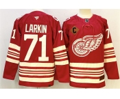 Men's Detroit Red Wings #71 Dylan Larkin Red 2025-26 With C Patch Centennial Premium Stitched Hockey Jersey Men's Detroit Red Wings #71 Dylan Larkin Red 2025-26 With C Patch Centennial Premium Stitched Hockey Jersey