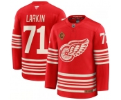 Men's Detroit Red Wings #71 Dylan Larkin Red 2025 With C Patch Centennial Premium Stitched Jersey Men's Detroit Red Wings #71 Dylan Larkin Red 2025 With C Patch Centennial Premium Stitched Jersey