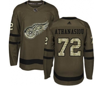 Men's Detroit Red Wings #72 Andreas Athanasiou Green Salute to Service Stitched Hockey Jersey