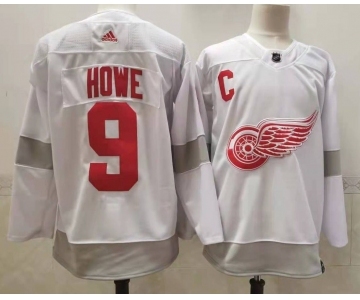 Men's Detroit Red Wings #9 Gordie Howe White Adidas 2020-21 Alternate Authentic Player NHL Jersey