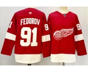 Men's Detroit Red Wings #91 Sergei Fedorov Red 2024-25 Home Stitched Jersey