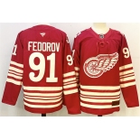 Men's Detroit Red Wings #91 Sergei Fedorov Red 2025-26 Centennial Premium Stitched Hockey Jersey Men's Detroit Red Wings #91 Sergei Fedorov Red 2025-26 Centennial Premium Stitched Hockey Jersey