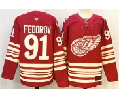Men's Detroit Red Wings #91 Sergei Fedorov Red 2025-26 Centennial Premium Stitched Hockey Jersey Men's Detroit Red Wings #91 Sergei Fedorov Red 2025-26 Centennial Premium Stitched Hockey Jersey