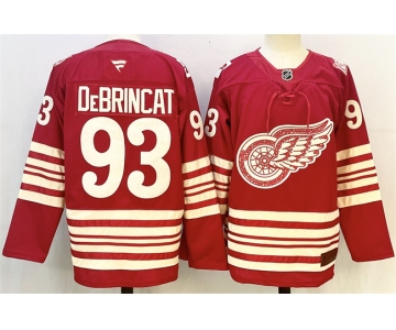 Men's Detroit Red Wings #93 Alex DeBrincat Red 2025-26 Centennial Premium Stitched Hockey Jersey