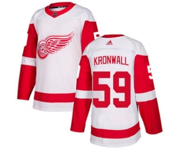 Men's Red Wings #59 Niklas Kronwall White Road Stitched Hockey Jersey
