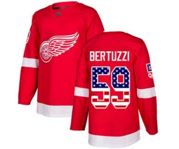 Men's Red Wings #59 Tyler Bertuzzi Red Home USA Flag Stitched Hockey Jersey