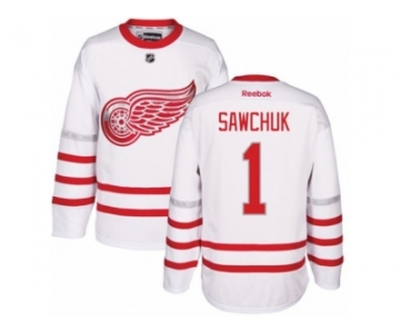 Men's Reebok Detroit Red Wings #1 Terry Sawchuk Authentic White 2017 Centennial Classic NHL Jersey