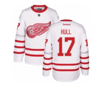 Men's Reebok Detroit Red Wings #17 Brett Hull Authentic White 2017 Centennial Classic NHL Jersey