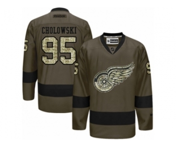 Men's Reebok Detroit Red Wings #95 Dennis Cholowski Authentic Green Salute to Service NHL Jersey