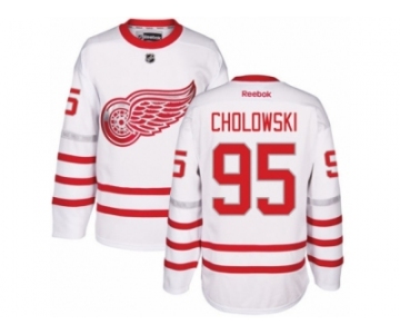 Men's Reebok Detroit Red Wings #95 Dennis Cholowski Authentic White 2017 Centennial Classic NHL Jersey