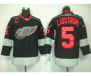 nhl jerseys deroit red wings #5 lidstrom black(C)