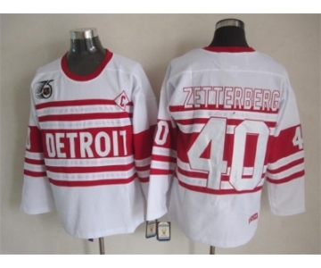 nhl jerseys detroit red wings #40 zetterberg white[m&n 75th][patch C]