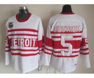 nhl jerseys detroit red wings #5 lidstrom authentic 75th ccm white