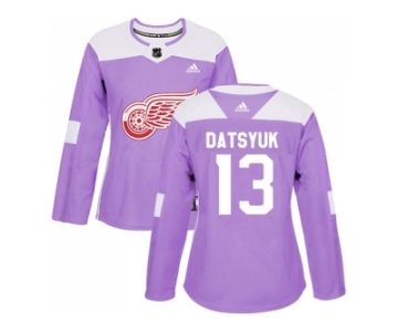 Women Adidas Detroit Red Wings #13 Pavel Datsyuk Purple Authentic Fights Cancer Stitched NHL Jersey