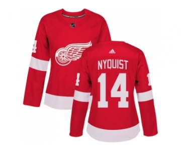 Women Adidas Detroit Red Wings #14 Gustav Nyquist Red Home Authentic Stitched NHL Jersey