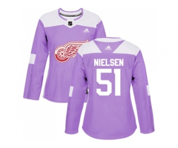 Women Adidas Detroit Red Wings #51 Frans Nielsen Purple Authentic Fights Cancer Stitched NHL Jersey