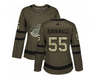 Women Adidas Detroit Red Wings #55 Niklas Kronwall Green Salute to Service Stitched NHL Jersey